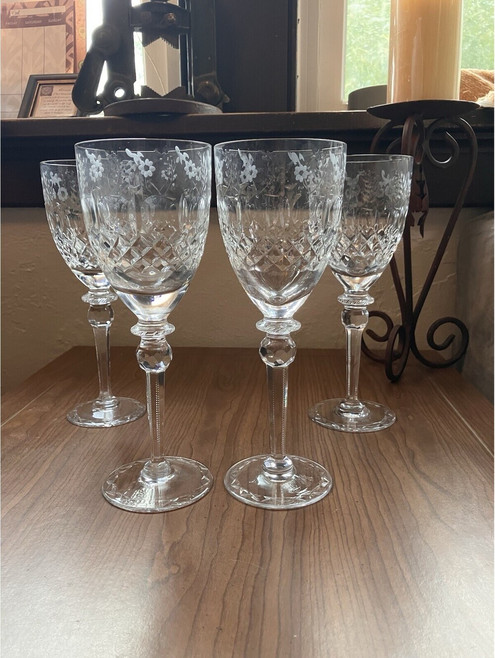THREE Gallia By Rogaska Crystal 9 1/4",WATER GOBLETS GLASS,X-PATBASE,READ.  not4
